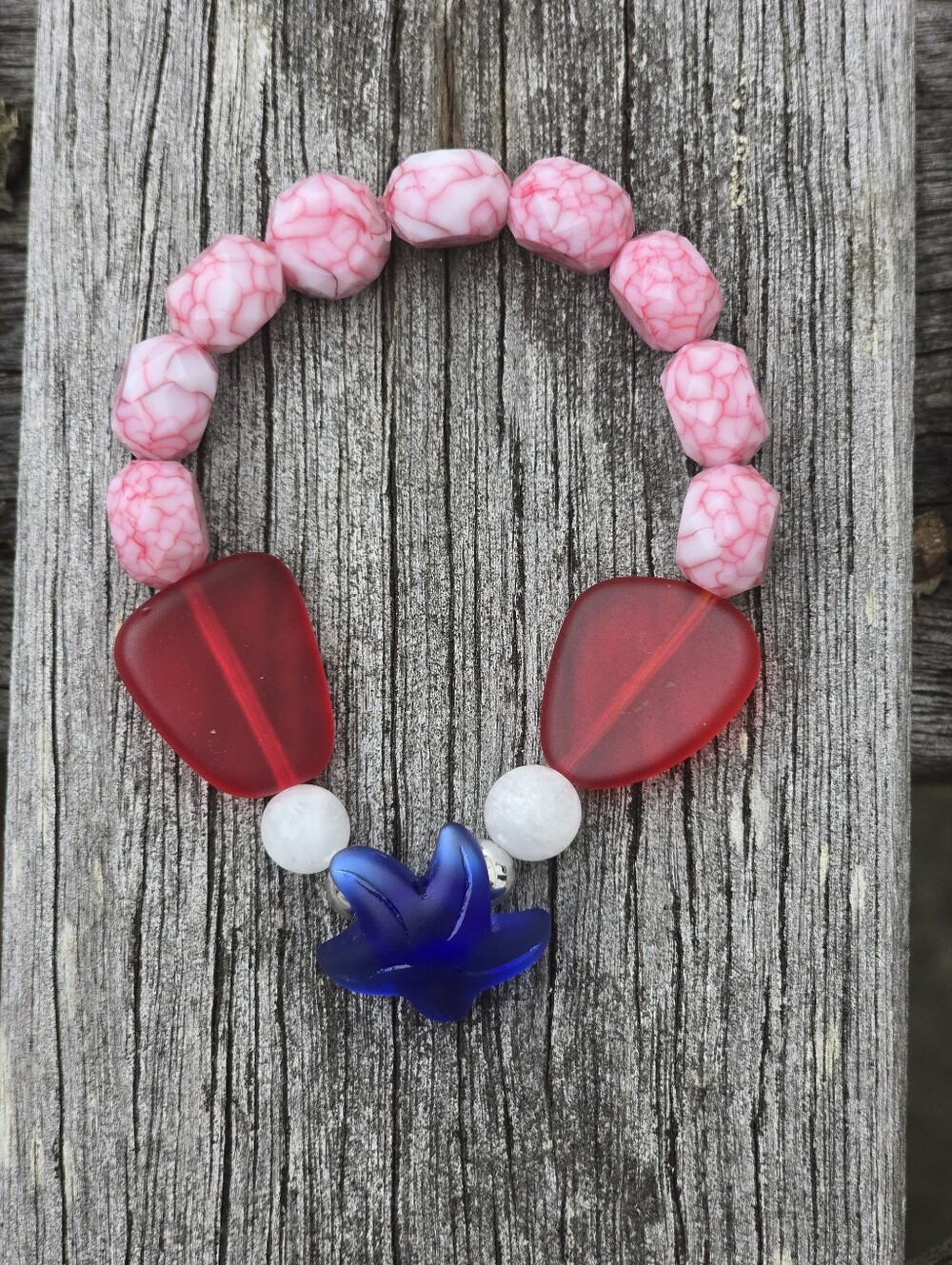 Red, White & Blue Beaded Bracelet